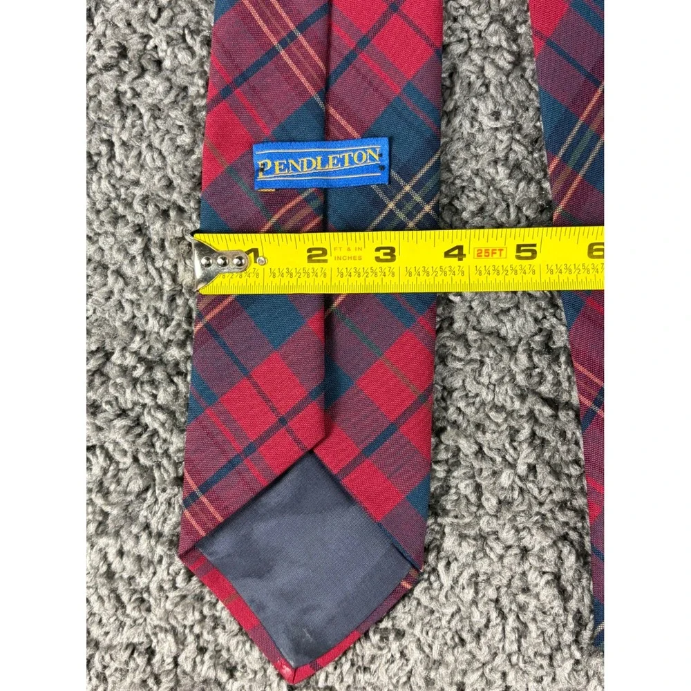 Pendleton Mens Red Blue Plaid Wool Necktie Made in USA Heritage Classic A219